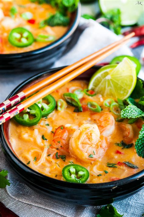 Thai Coconut Curry Shrimp Noodle Soup Aberdeens Kitchen