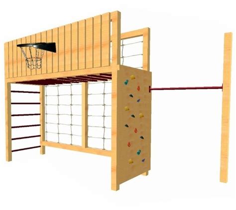 Platz 5.) klettergerüst garten aus holz mit reck und kletternetz von gartenpirat®. Pin auf Treehouse Fort Project