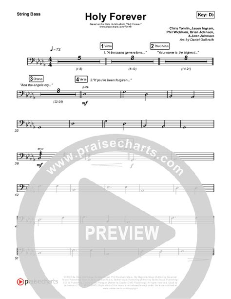 Holy Forever String Bass Sheet Music PDF Chris Tomlin PraiseCharts