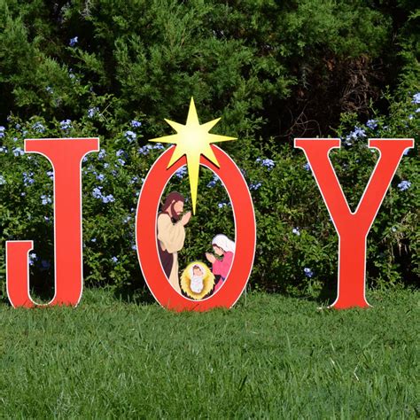 Teak Isle Outdoor Nativity Set Weatherproof Printed Joy Nativity