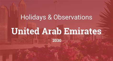 Holidays And Observances In United Arab Emirates In 2030
