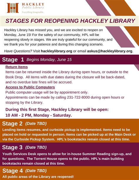 Hpl Is Reopening In Stages Hackley Public Library