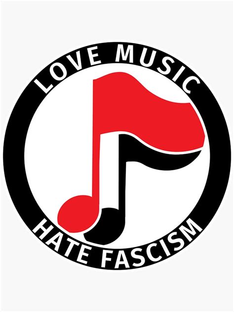 Pegatina Logotipo De Antifa Love Music Hate Fascism Camiseta Clásica