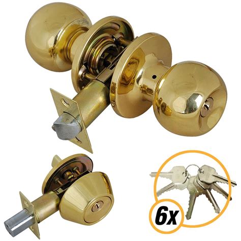 Premier Lock Solid Brass Entry Door Knob Combo Lock Set With Deadbolt