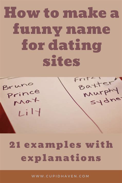 It's a clean process and perfect for those who ideas busy lifestyles. How to make a funny name for a dating site - 21 examples ...