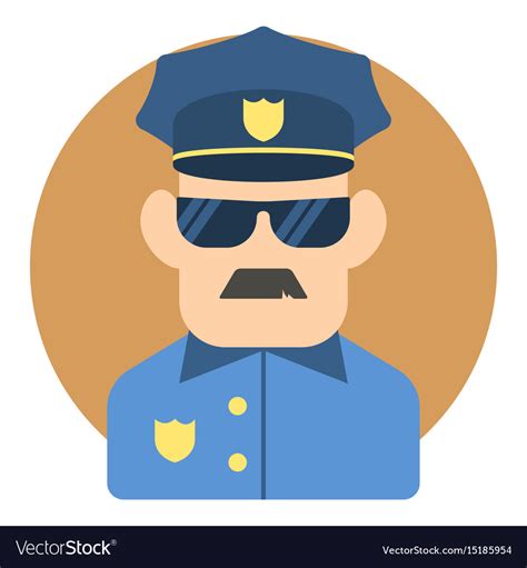 Policeman Icon Flat Style Royalty Free Vector Image