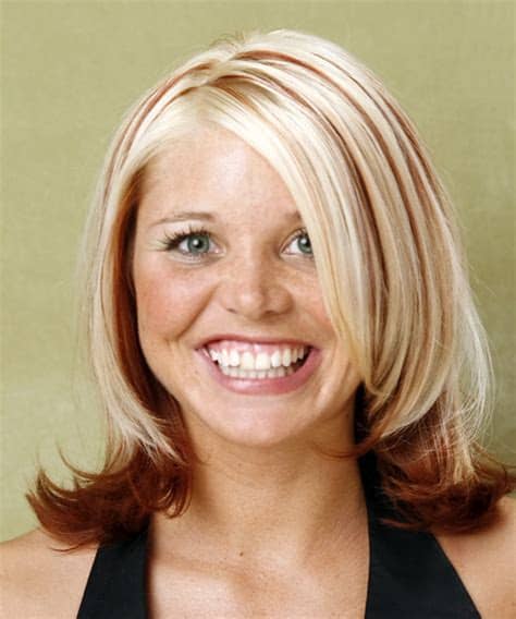 Blonde was applied to the top and sides and brown in the back. Long Straight Red and Light Blonde Two-Tone Hairstyle