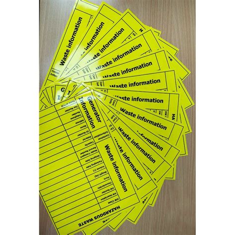 10 20 Pcs Yellow Water Proof Vinyl Sticker Label For Hazardous Wastes