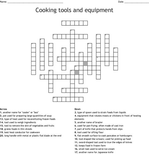 Common Kitchen Utensils Crossword Wordmint