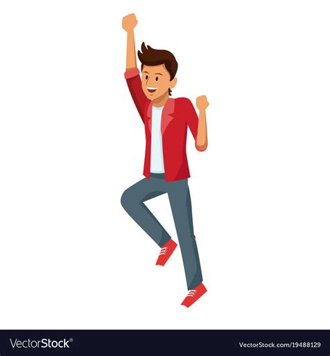 Man Happy Jumping Cartoon Royalty Free Vector Image