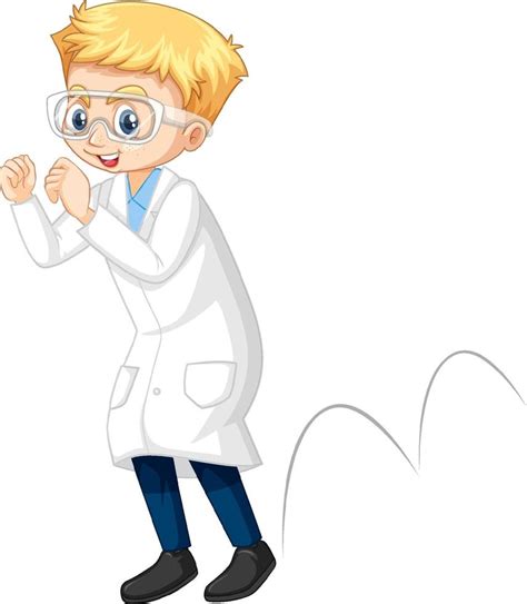 A Boy Wearing Laboratory Coat Cartoon Character Vector Art At