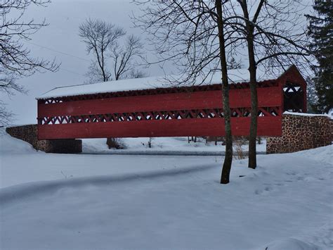 Winter Covered Bridge Free Stock Photo Public Domain Pictures