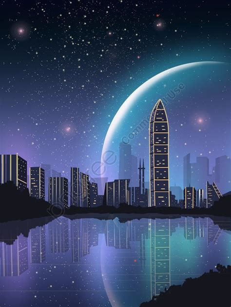 Impression Shenzhen City Night View Beautiful Starry Landmark