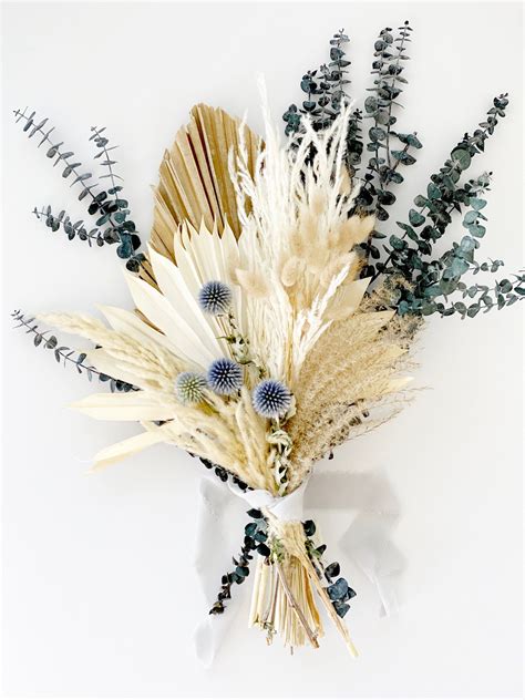 Pampas Grass Dusty Blue Bouquet By Fernandsunpalm On Etsy In 2020