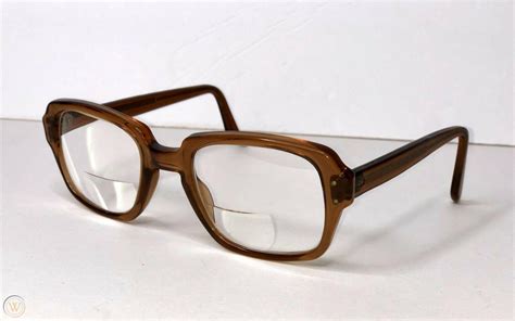 vintage~ uss military issue brown amber eyeglasses 4 1 2 5 1 4 square 60s army 2117540200