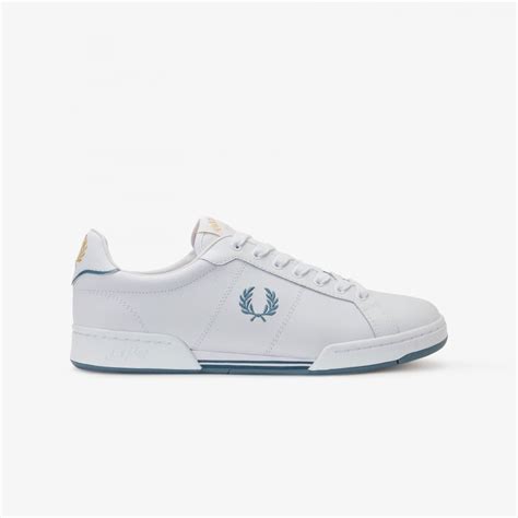 Fred Perry B722 Textured Leather Trainers White