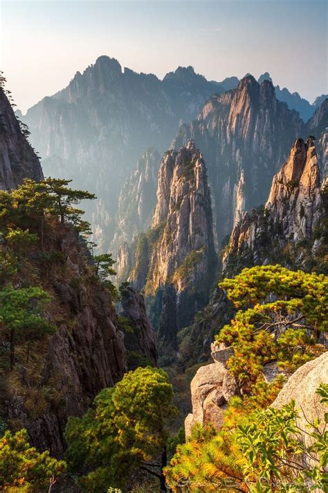 Huangshan China View Of The West Sea Canyon From Atop Huangshan