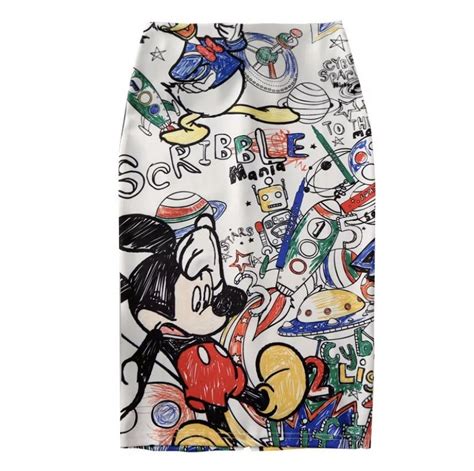 brand new vintage style mickey mouse skirt material spandex and polyester waistline empire