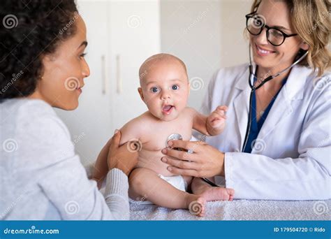 Doctor Checking Little Cute Baby Stock Photo Image Of Doctor Smiling