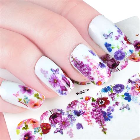 1 sheet nail art water decals flower butterfly nail sticker nail transfer stickers full wraps