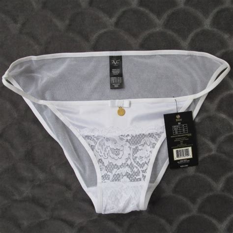 Versace Intimates And Sleepwear Nwt Versace White Satin Lace String Bikini Panty M Poshmark