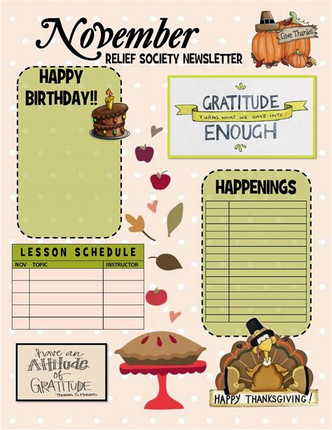 November Newsletter Templates Free Similarly Including The Lunch Menu