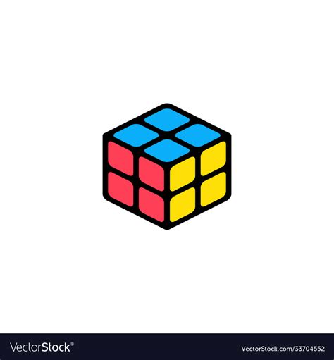 Rubiks Cube 3d Combination Puzzle Line Art Icon Vector Image