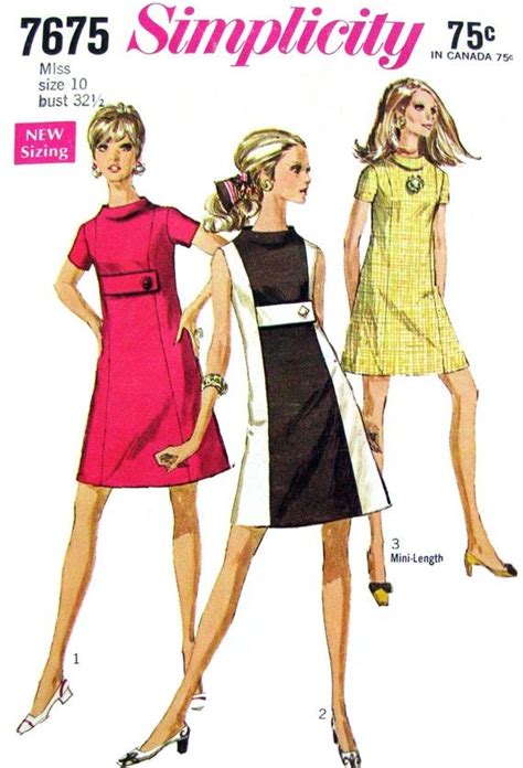 60s Vintage A Line Dress Pattern Simplicity 7675 Front Belt Detail
