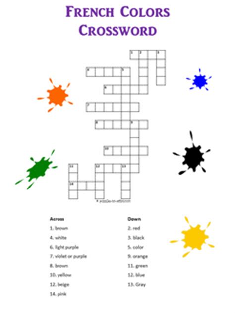 French Crossword - Colors