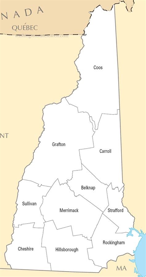 ♥ A Large Detailed New Hampshire State County Map