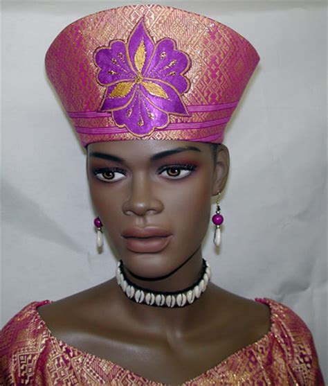 African Hat Women Purple And Gold Open Crown