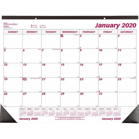 Brownline Redc1731 Professional Monthly Deskwall Calendar 1 Each