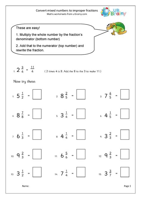 Converting Mixed Numbers To Improper Fractions Worksheets Worksheets