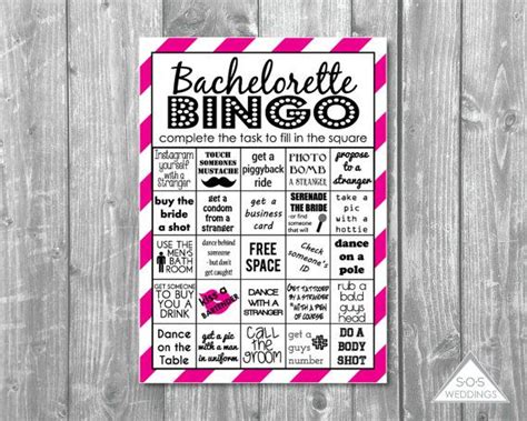 Hot Pink Bachelorette Bingo Bachelorette Bingo Cards Printable Bingo