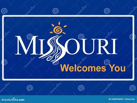 Missouri Welcomes You With Blue Background Stock Vector Illustration