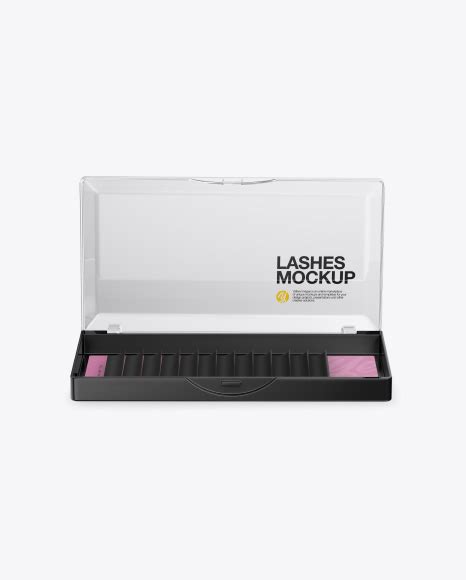 Download Opened Transparent Box With Lashes Mockup in Box Mockups on Yellow Images Object Mockups
