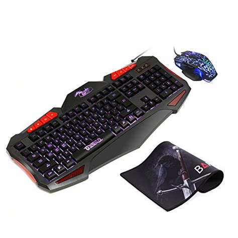 Gaming Keyboard And Mouse Sets Bakth 7 Cool Colors Led Backlit Wired