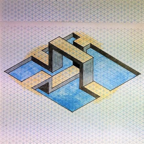 Impossible On Behance In 2020 Geometric Drawing Graph Paper Art