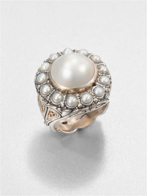 Konstantino Cultured Pearl Sterling Silver And 18k Yellow Gold Ring In