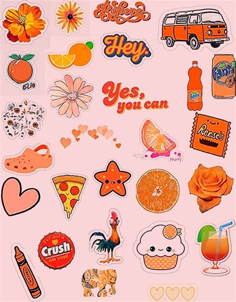 Aesthetic stickers to print out. orange stickers tumblr aesthetic cute sayings over... - # ...