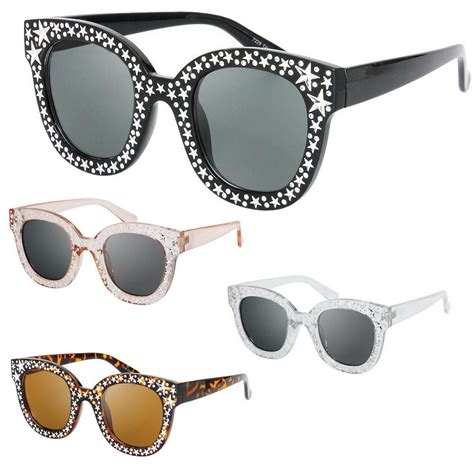 Beach Breeze Rhinestone Glitter Fashion Thick Frame Sunglasses