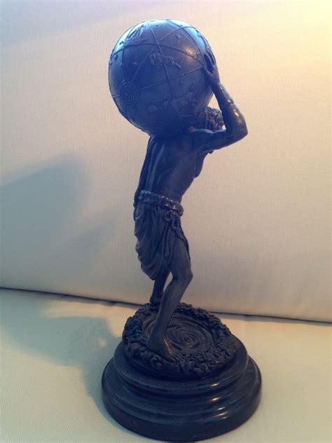 Bronze Statue Of Atlas Man Holding Up The World On A Marble Base Sold