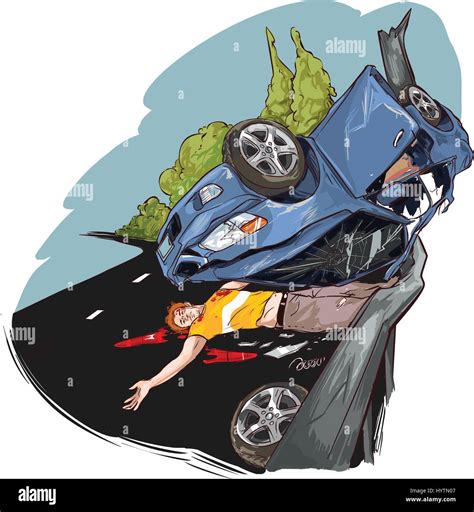 Vector Illustration Of A Road Accident Stock Vector Image And Art Alamy