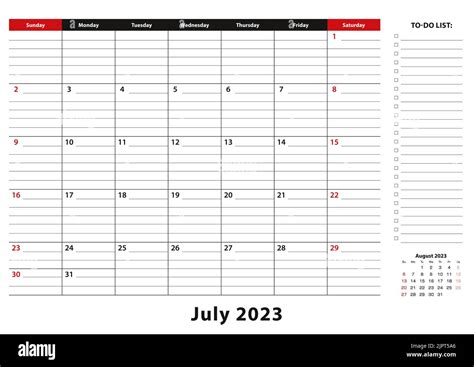 July 2023 Monthly Desk Pad Calendar Week Starts From Sunday Size A3