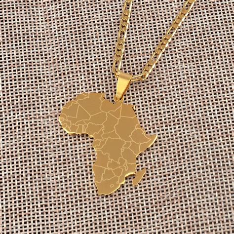 18k Gold Plated Africa Map Necklace Necklace T Silver Etsy