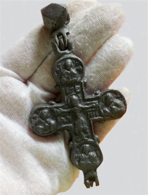Ancient Byzantine Bronze Reliquary Double Cross Enkolpion Etsy