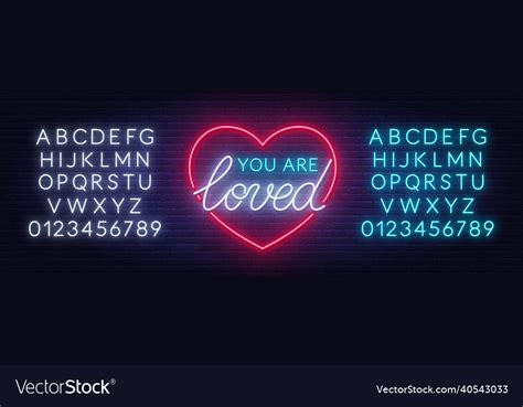 You Are Loved Neon Sign On Brick Wall Background Vector Image