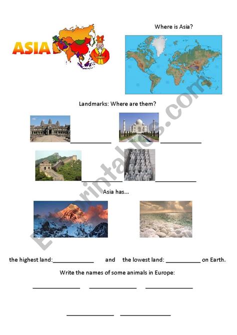 Asia Worksheets For Kids