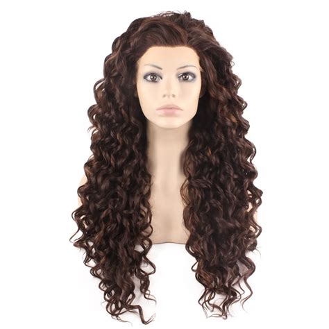 K18 Cheap 630 Brown To Auburn Ombre Color Long Curly Synthetic Lace