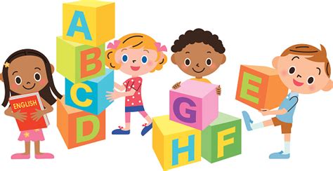 Block And Children Of The Alphabet Stock Illustration